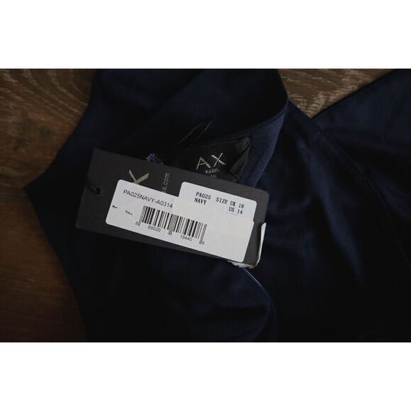 AX PARIS PA025 Women's Sz 18 US 14 Navy Blue Wide Leg Thigh Split Jumpsuit - Picture 8 of 11